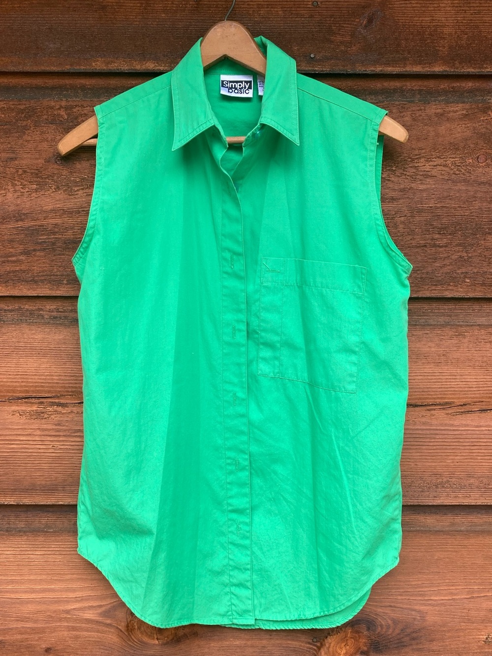 Vintage Simply Basic Sleeveless Button-Up Shirt